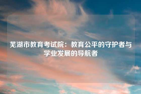 芜湖市教育考试院：教育公平的守护者与学业发展的导航者