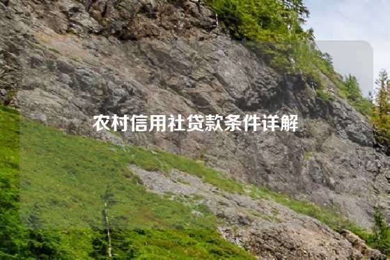 农村信用社贷款条件详解