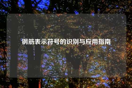 钢筋表示符号的识别与应用指南