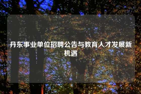丹东事业单位招聘公告与教育人才发展新机遇