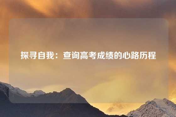 探寻自我：查询高考成绩的心路历程