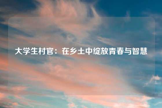 大学生村官：在乡土中绽放青春与智慧