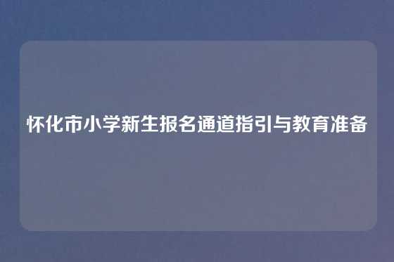 怀化市小学新生报名通道指引与教育准备