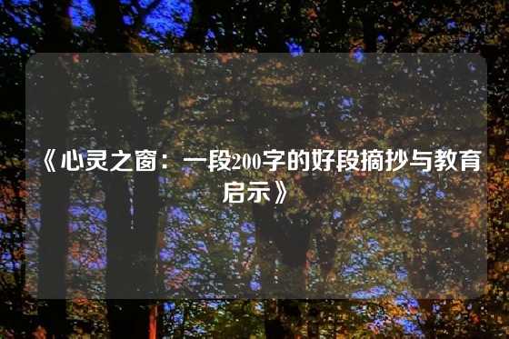 《心灵之窗:一段200字的好段摘抄与教育启示》