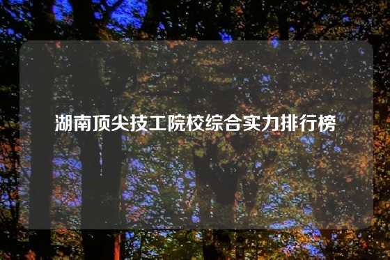 湖南顶尖技工院校综合实力排行榜