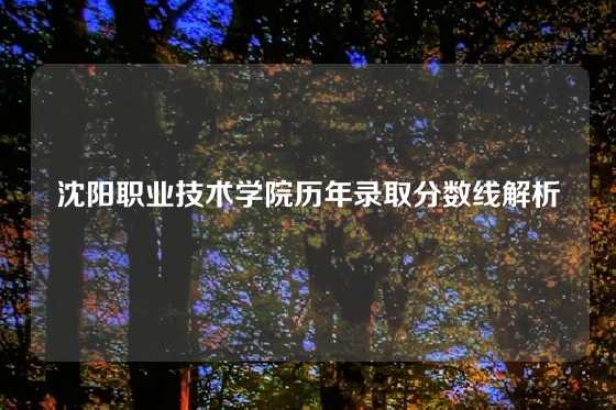 沈阳职业技术学院历年录取分数线解析