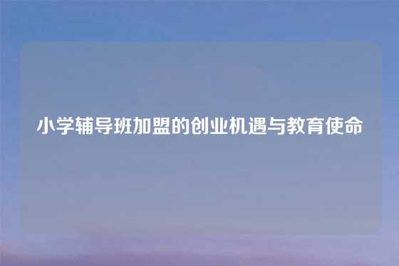 小学辅导班加盟的创业机遇与教育使命