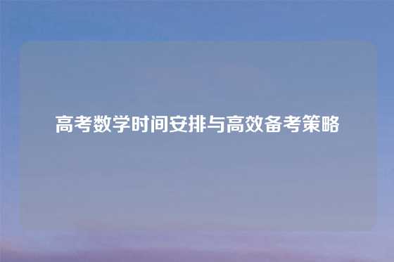 高考数学时间安排与高效备考策略