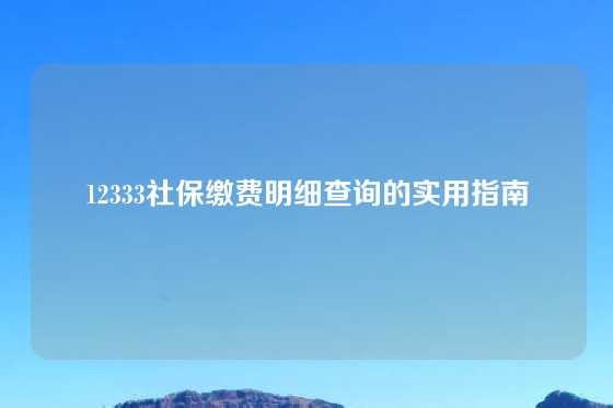 12333社保缴费明细查询的实用指南