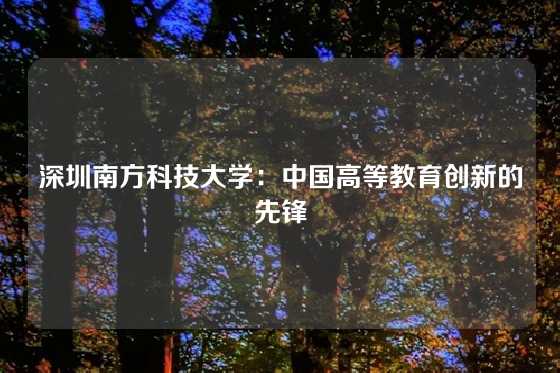 深圳南方科技大学：中国高等教育创新的先锋