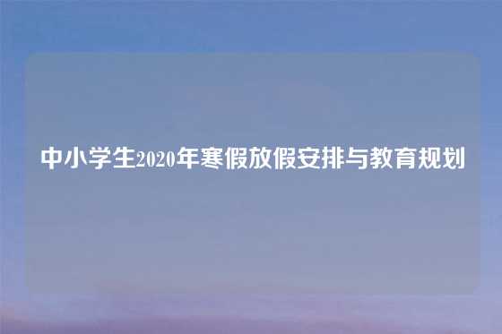 中小学生2020年寒假放假安排与教育规划