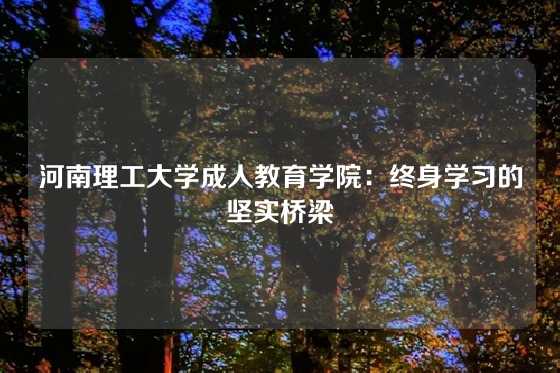 河南理工大学成人教育学院：终身学习的坚实桥梁
